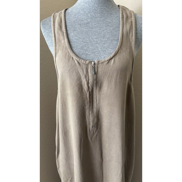 Chico's Design Size 2 (L/12) Taupe 100% Silk Sleeveless Scoop Neck Shift Dress - Picture 2 of 6